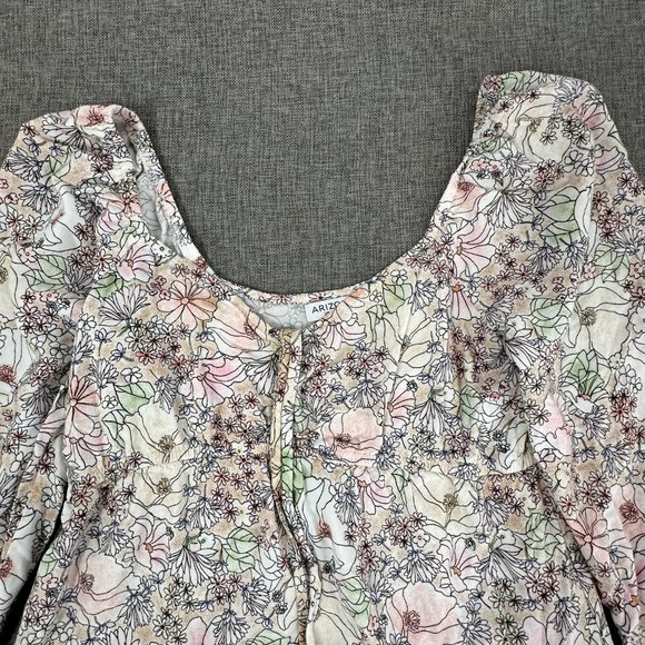 Arizona Jean Boho Dress Floral long Sleeve Small Off The Shoulder Ruffled/Pleate - Picture 3 of 13